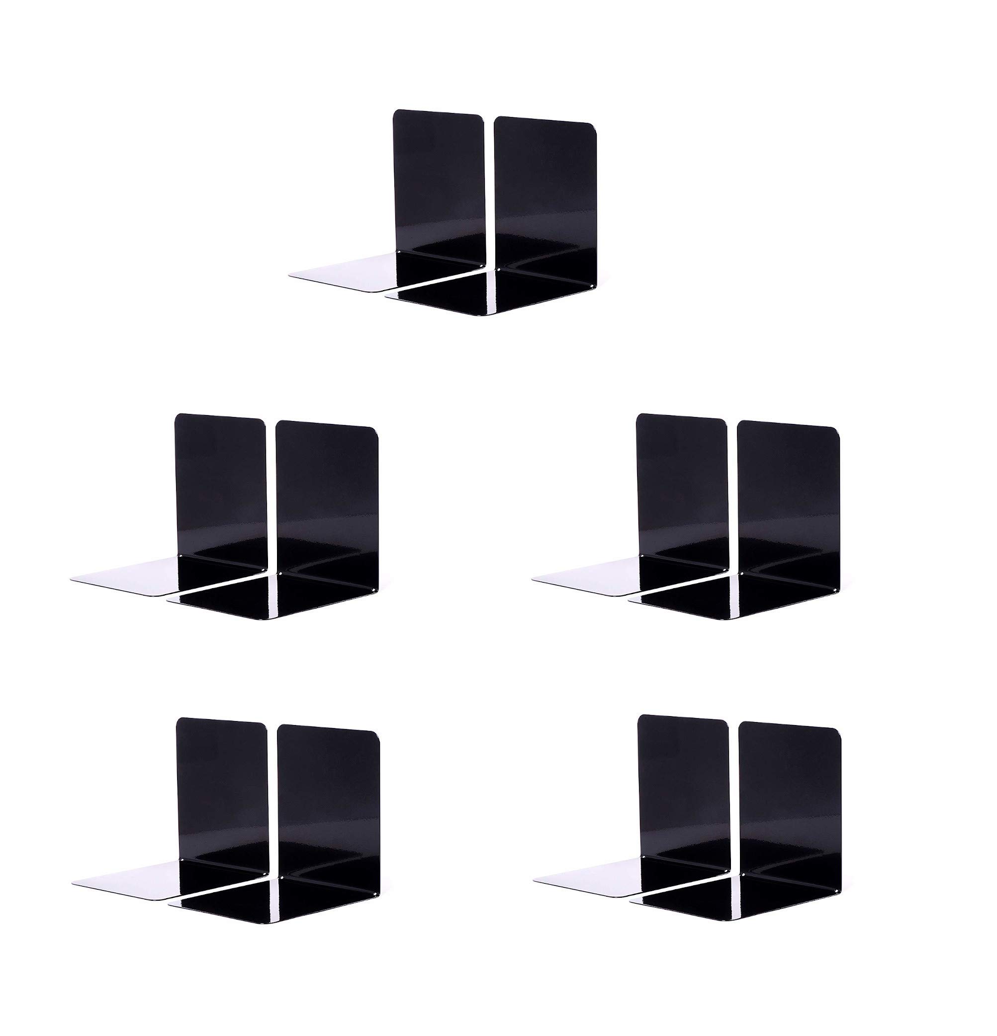 Maul 3506290 Buchstützen aus Metall, 10 Stück, 14x12x14 cm, Schwarz (schwarz | 5er Pack)