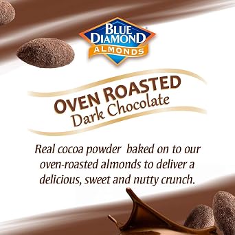 Blue Diamond Almonds, Oven Roasted Dark Chocolate Flavored Snack Nuts Perfect for Snacking, On-the-go, Lunches and More, 40 oz.