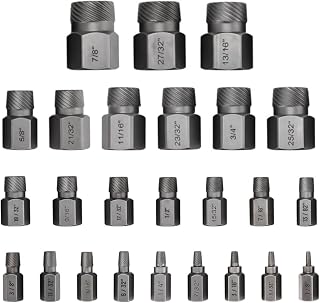 25-teiliges Schraubenausdreher Set Profi, Linksausdreher Set, Screw Extractor mit Tragetasche zum Entfernen von Gebrochenen Bolzen, Schrauben, Steckschrauben