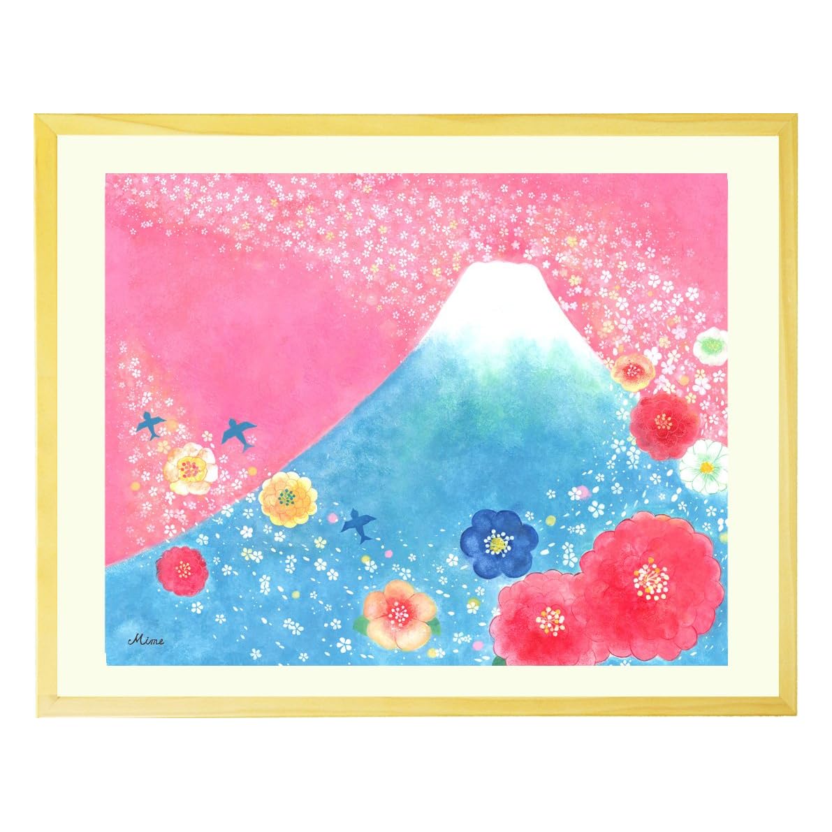 Amazon.co.jp: 絵画 壁掛け 富士山 「歓びの空へ」 額入り インテリア