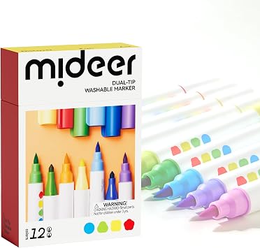 MiDeer Dual-Tip Washable Marker - 12 Colors