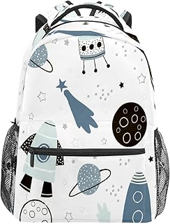 Mochila escolar para meninos e meninas, espaço sideral planeta foguete estudante bolsa de ombro para meninos e meninas, leve, durável, bolsa de viagem, mochila de acampamento, mochila de dia