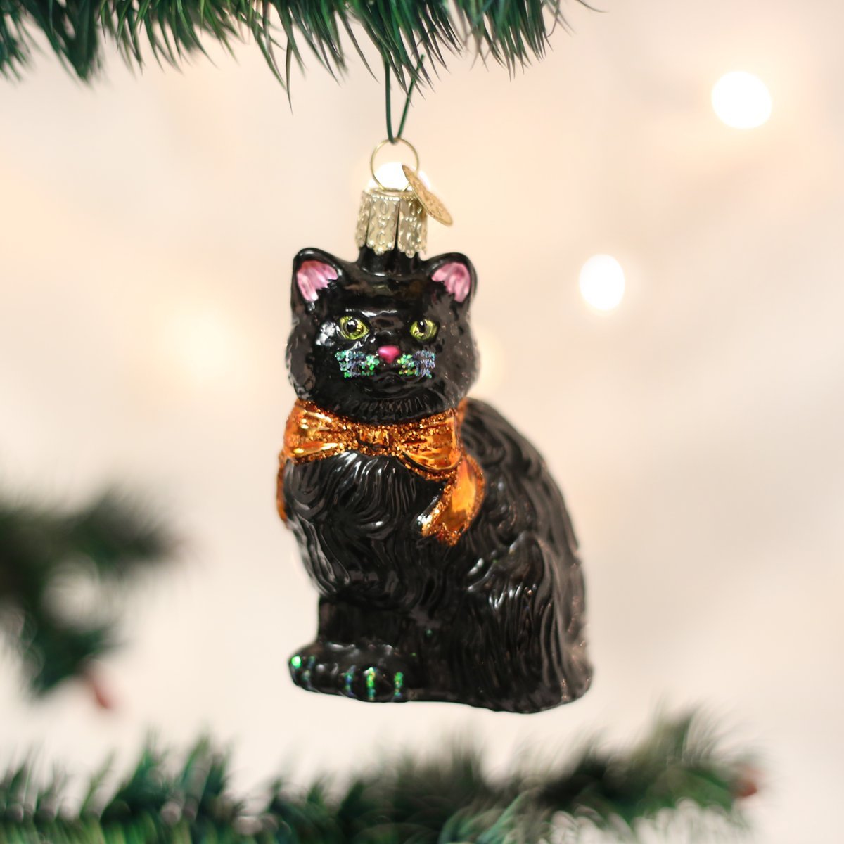 Old World Christmas Halloween Kitty Glass Blown Ornament for Christmas Tree