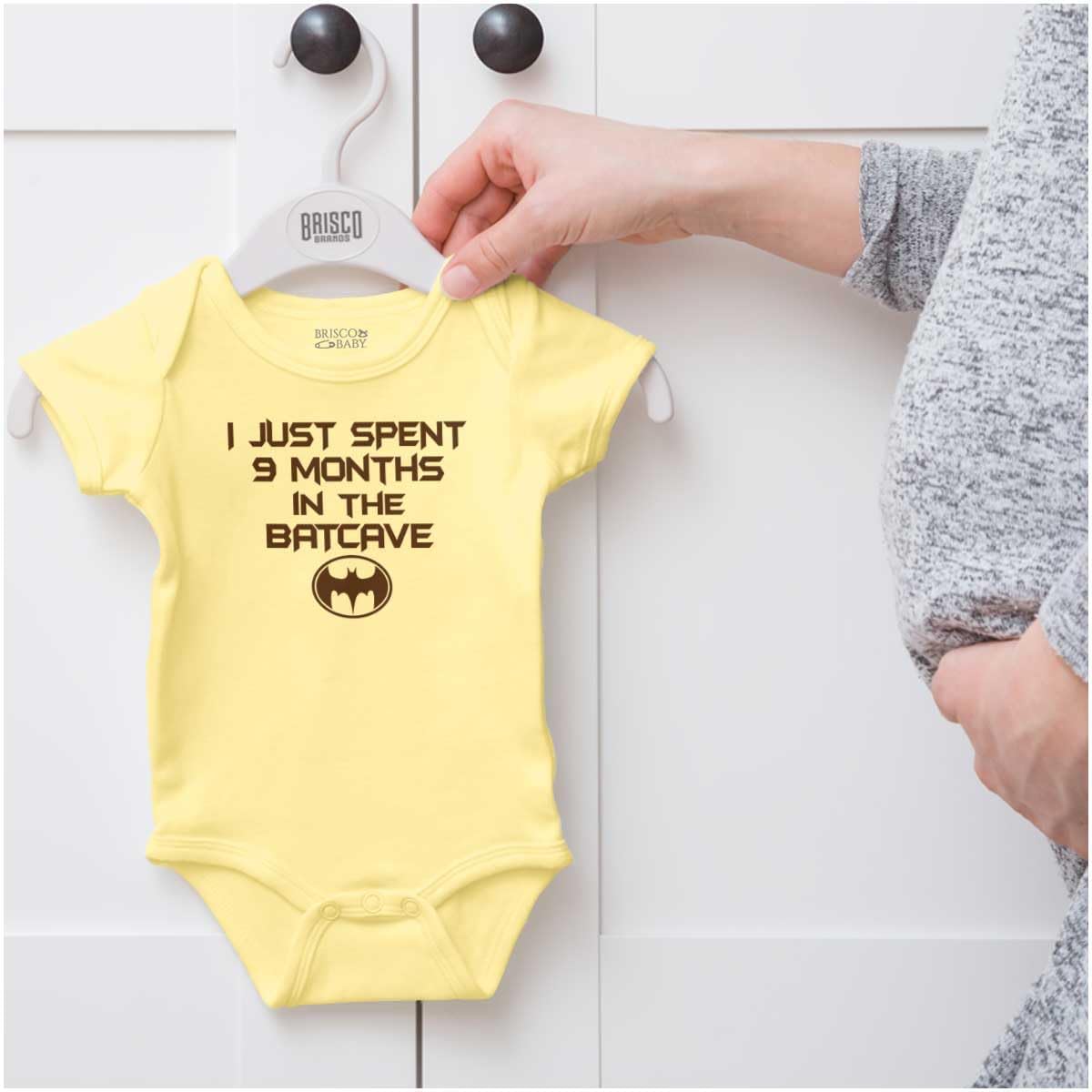 Brisco Brands Spent 9 Months in the Cave Superhero Baby Romper Boys or Girls