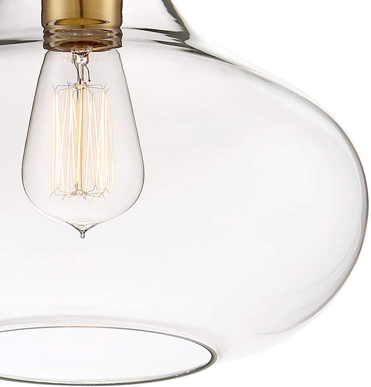 Warm Antique Brass and Clear Glass Semi-Flush Mount Ceiling Light