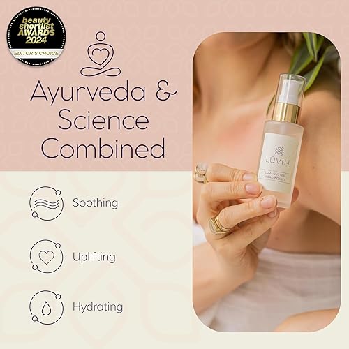 Miniatura 2 de LUVIH Luminous Veil - Bruma facial hidratante para mujeres y hombres – Rocío facial de agua de rosas enriquecido con azafrán, jazmín puro, neroli y