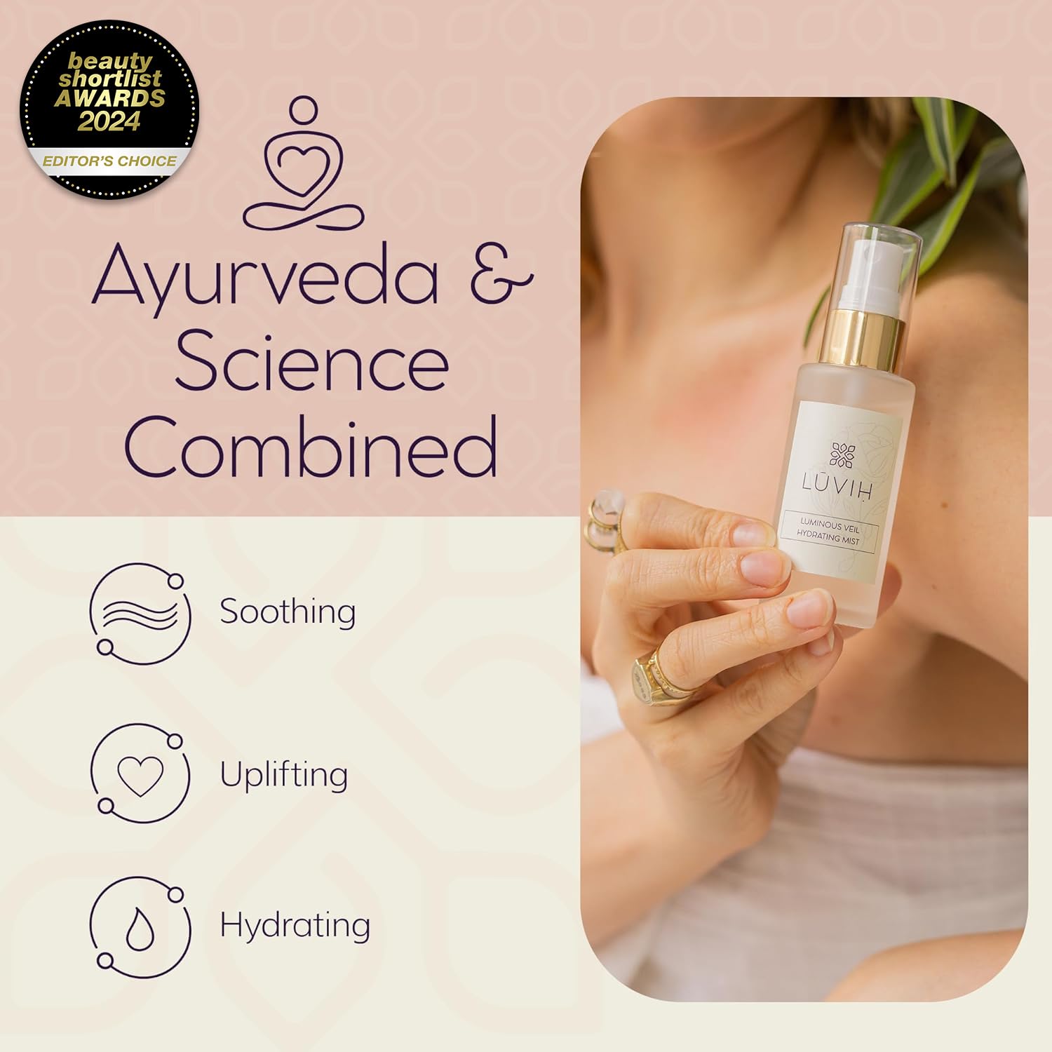 LUVIH Luminous Veil Hydrating Facial Mist for Women & Men - Rosewater Face Mist Enriched with Saffron, Pure Jasmine, Neroli & More - Face Skincare That Uplifts, Hydrates & Soothes, 50 mL