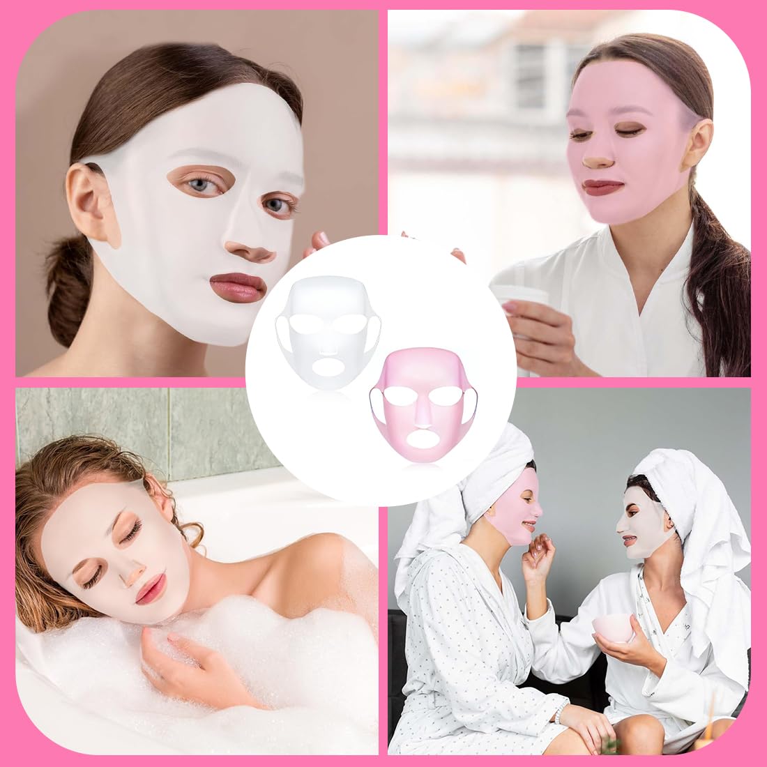 Mascarilla facial que evita la evaporación, mascarilla facial reutilizable, soporte de mascarilla facial de silicona, 2 piezas