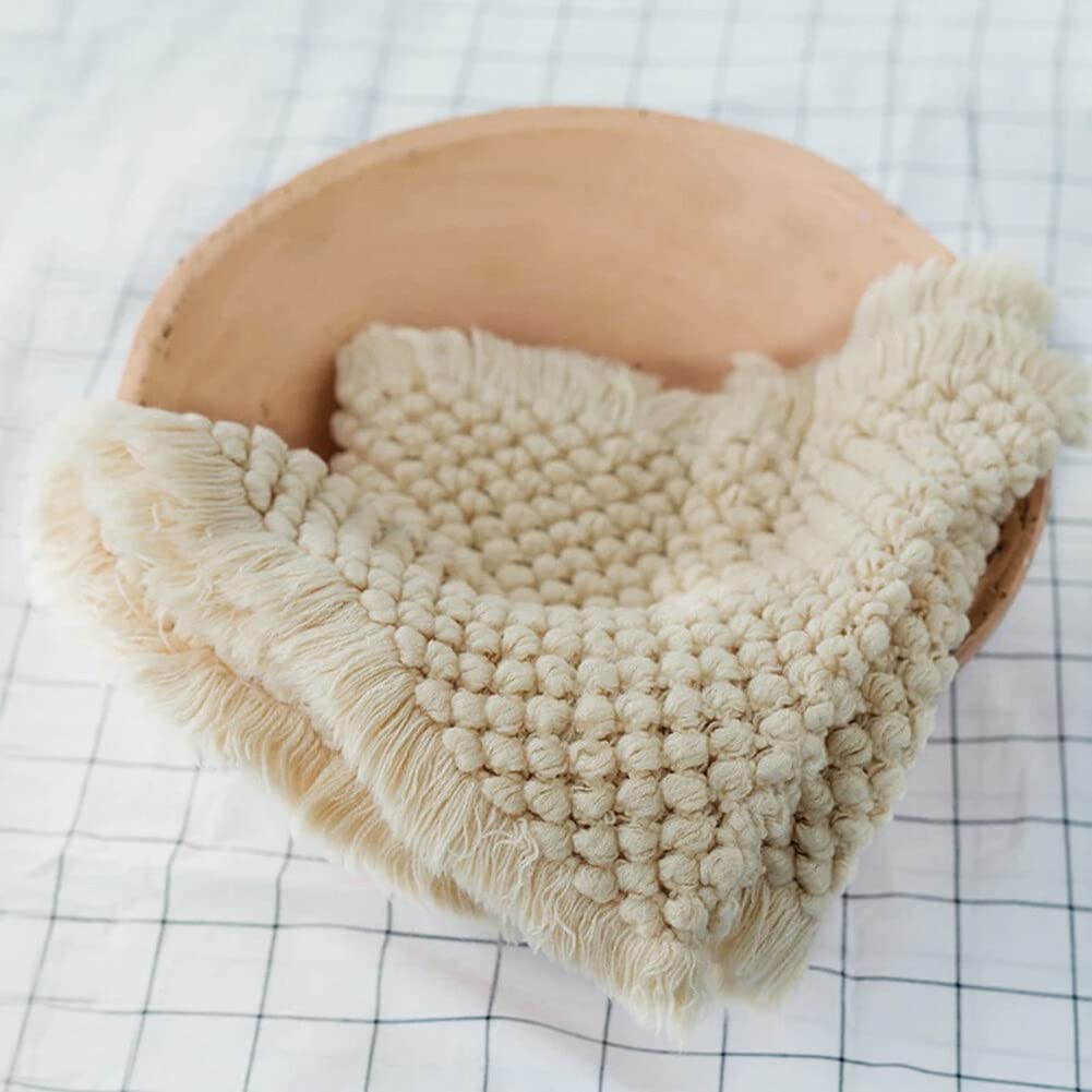 Uposao Newborn Baby Photography Props Blanket Knitted Photography Blanket Braided Rope Basket Filler Baby Photo Backdrop Rug Professional Baby Photo Prop Cushion for Infant Boy or Girl - Image 2