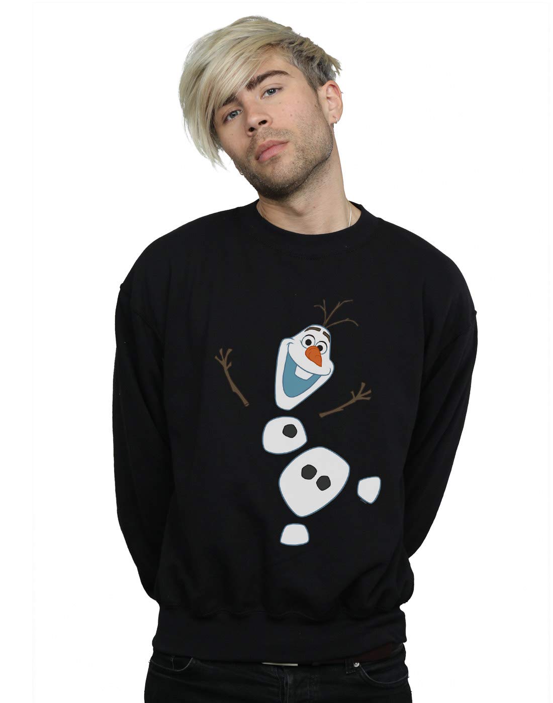 Absolute Cult Men's Black Disney Frozen Olaf Deconstructed Sweatshirt XX-Large
