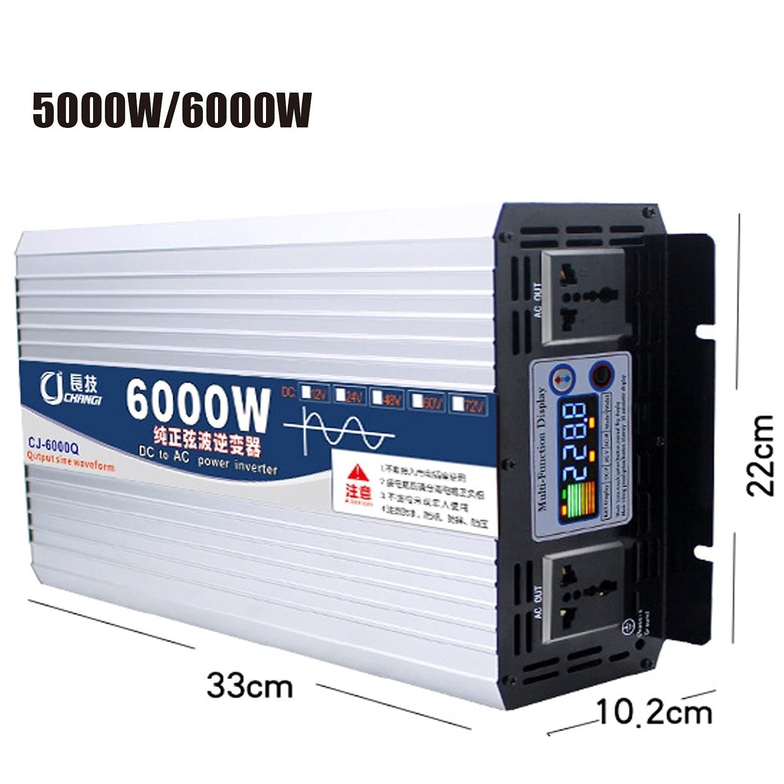 Czysty falownik sinusoidalny 6000 W 12 V 24 V 48 V 60 V na 110 V 220 V zestaw przekaźników typu split Charge przetwornica napięcia z Dual-AC (12Vto110V)