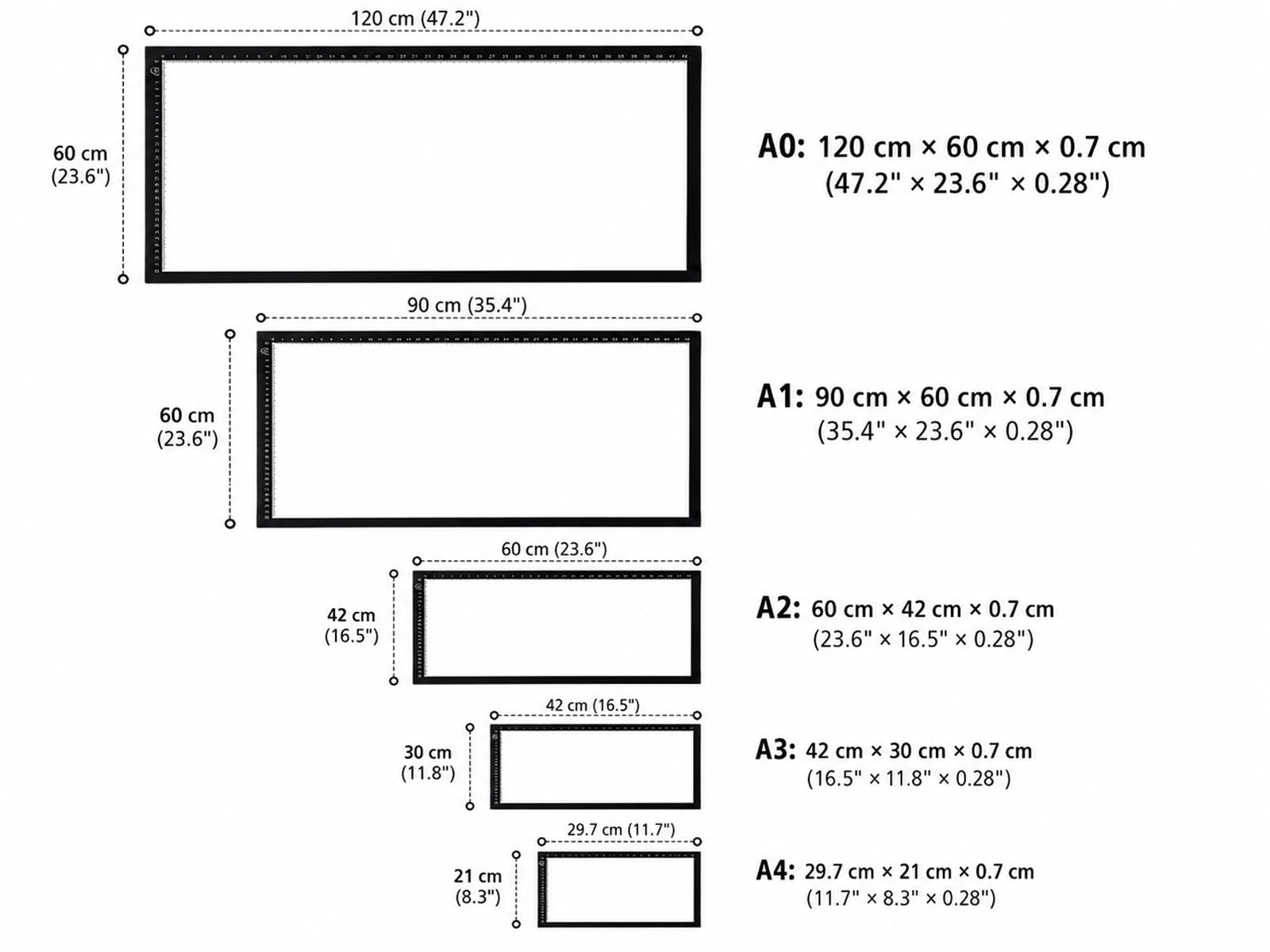 Table lumineuse LED A3 42 × 30 cm pour dessin et esquisse, Noir
