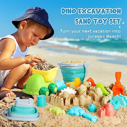 Toy Life Beach Toys For Kids Toddlers Sand Toys For Kids Toddler Sandbox Toy With Collapsible Beach Sand Bucket And Shovel Dino Sand Castle Molds Travel Beach Toys For Toddlers 3-4-6-7-8-9-10 #TOP6