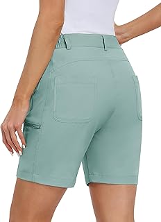 Womens Golf Shorts 7" Quick Dry Hiking Shorts Lightweight Bermuda Short for Women with Pockets (Water Resistant)