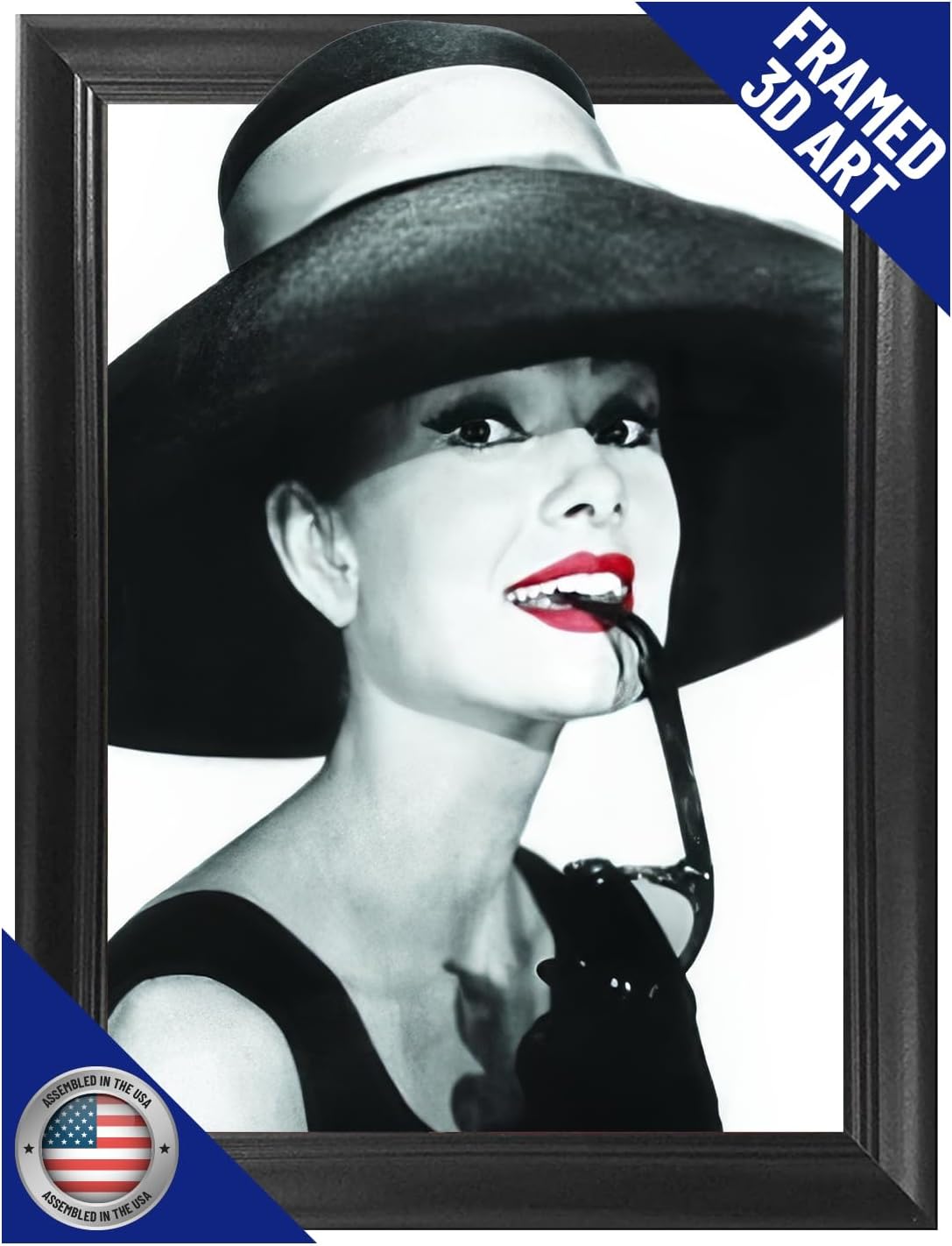 Audrey Hepburn Breakfast at Tiffanys 3D Poster Wall Art Decor Framed Print | 14.5x18.5 | Lenticular Posters & Pictures | Memorabilia Gifts for Guys & Girls Bedroom | Vintage Icon Movie Artwork Photo