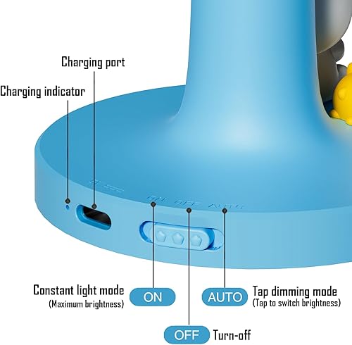 Miniatura 7 de Luz nocturna recargable Cloud and Bunny, material de silicona suave y seguro, 3 niveles de brillo, control de grifo, luz cálida, lámpara de dormir