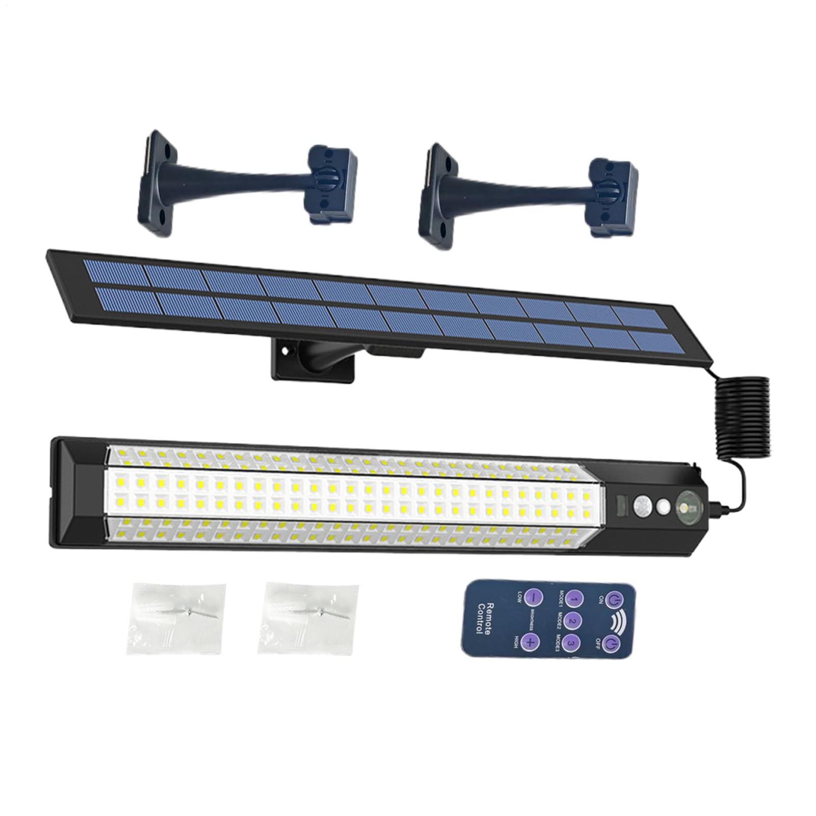 Solar Lights Outdoor - Led Strip Light Rechargeable USB, Waterproof Solar Operated Security, Super Bright Solars Security Lights Outdoor Motion Sensor with 2 Sensors, for Barn Garden Garage Fence