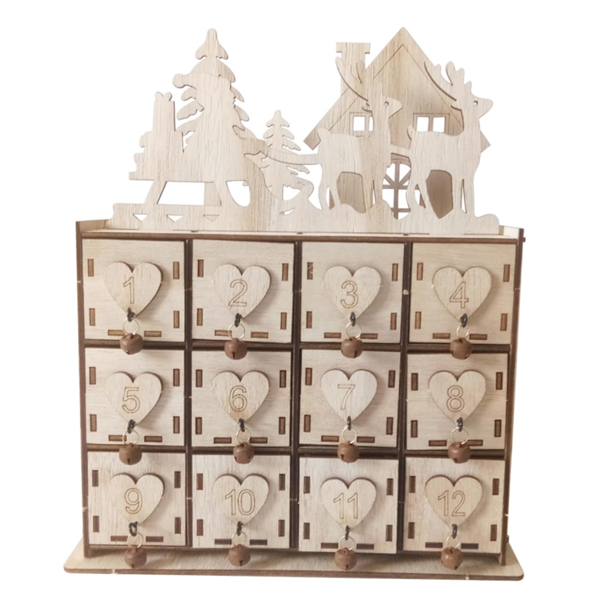 Ciieeo Caja de Madera Creativa para Guardar Objetos Navideños Estuche para Patrones de Calendario Manualidades Navideñas para Adornos Navideños Diseño de Corazón para Artículos Diversos
