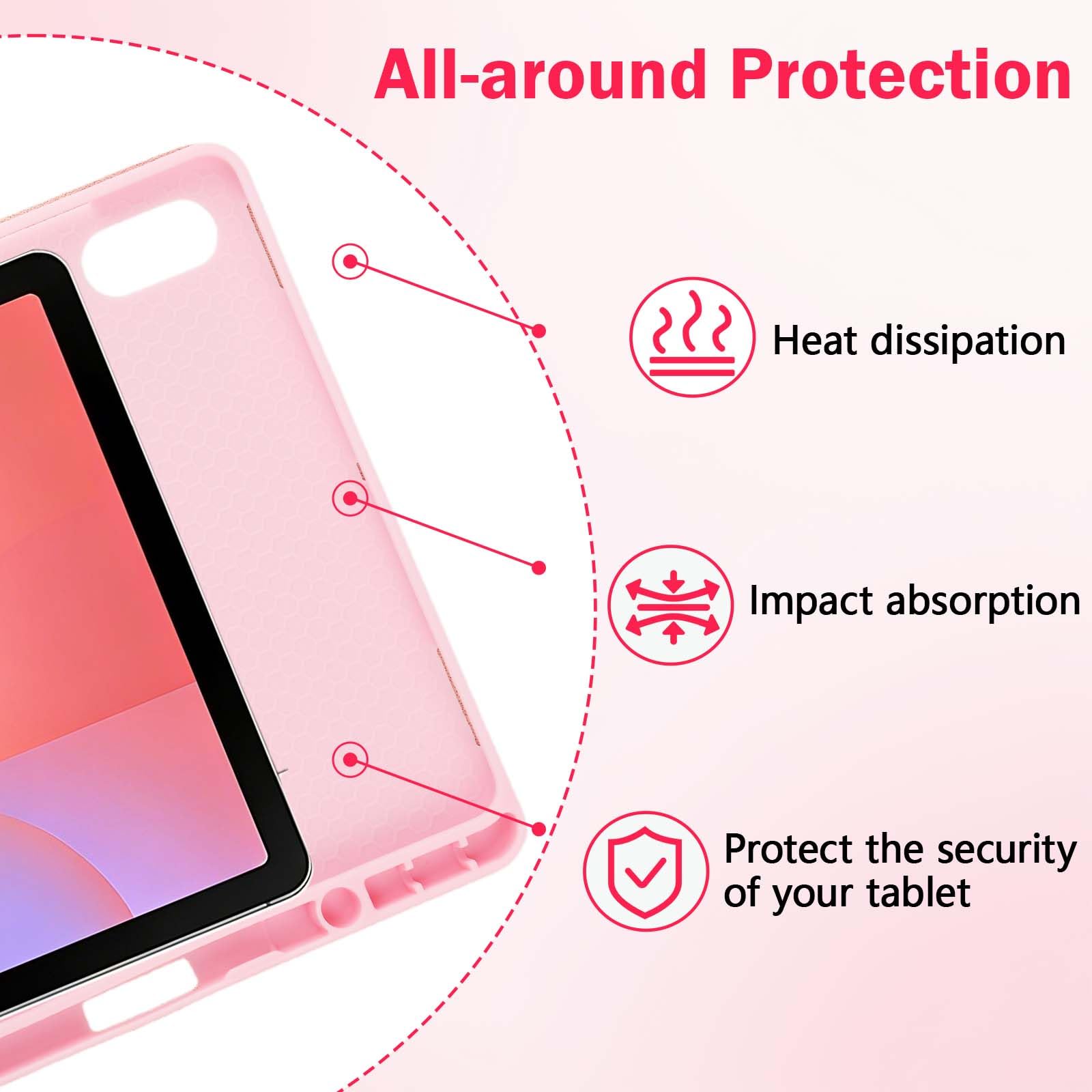 Funda con Teclado para Samsung Galaxy Tab S10 Lite 5G / S10 FE / S9 FE / S9 10.9" / 11" (2025/2023), Teclado Español Ñ Bluetooth Desmontable con Soporte Integrado para S-Pen, (Rosa)