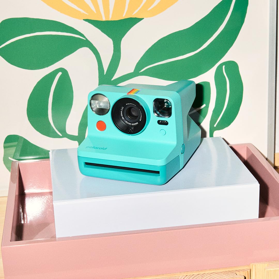 Polaroid Now 3rd Generation I-Type Instant Camera + Film Bundle - Now Black Camera + 16 Color Photos (6560): Camera Only Teal