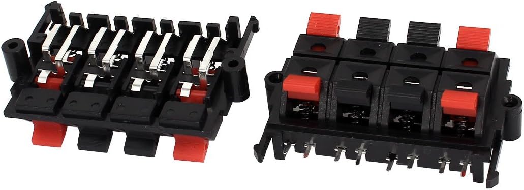 uxcell 2Pcs 64x35x21mm 8 Positions Push in Jack Spring Load Speaker Terminals