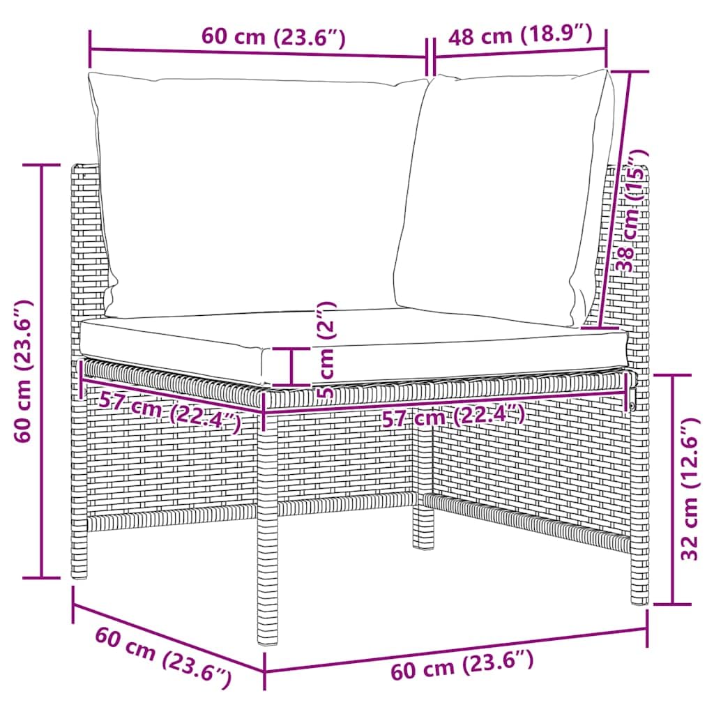vidaXL Sofá de Jardín de 4 Plazas con Cojines Patio Terraza Balcón Salón Sala de Estar Exterior Muebles Mobiliario Almohada Ratán Sintético Negro