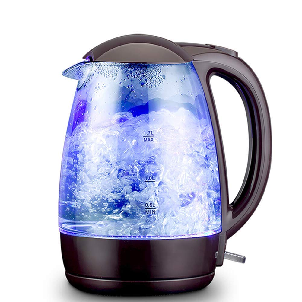 Bouilloire en verre eco avec LED illuminee et fond inox sans fil