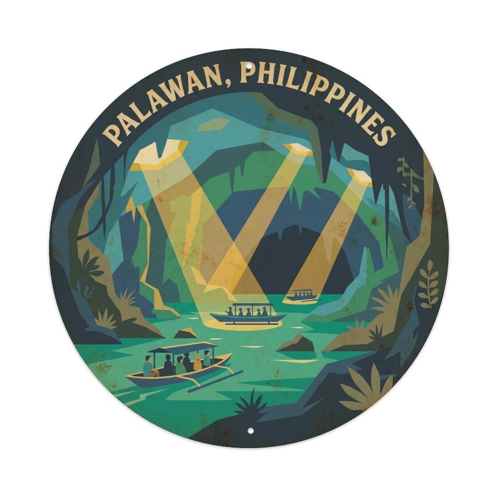 Vintage Palawan Island Lagoon Coastal Bay Metal Tin Sign