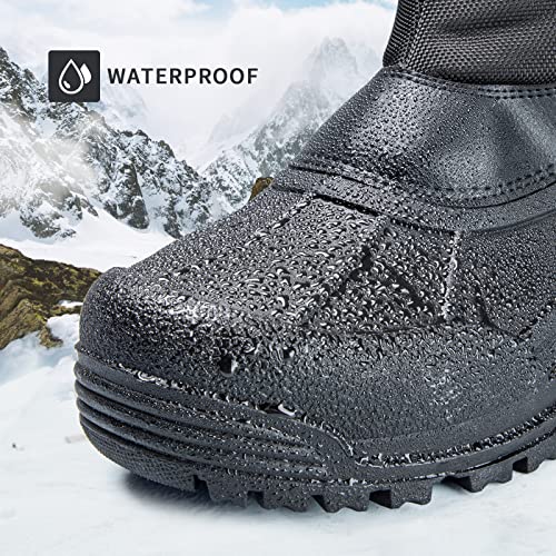 mysoft Men's Winter Snow Boots Mid Calf Waterproof Insulated Fur Lined Warm Anti-Slip Zip Boot - Image 3