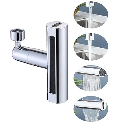 THOISEWELT Waterfall Kitchen Faucet 4 Mode Water Floow Spray Kitchen Tap Connector Nose 180 Degree Rotating Tap Extension Aerator Spout