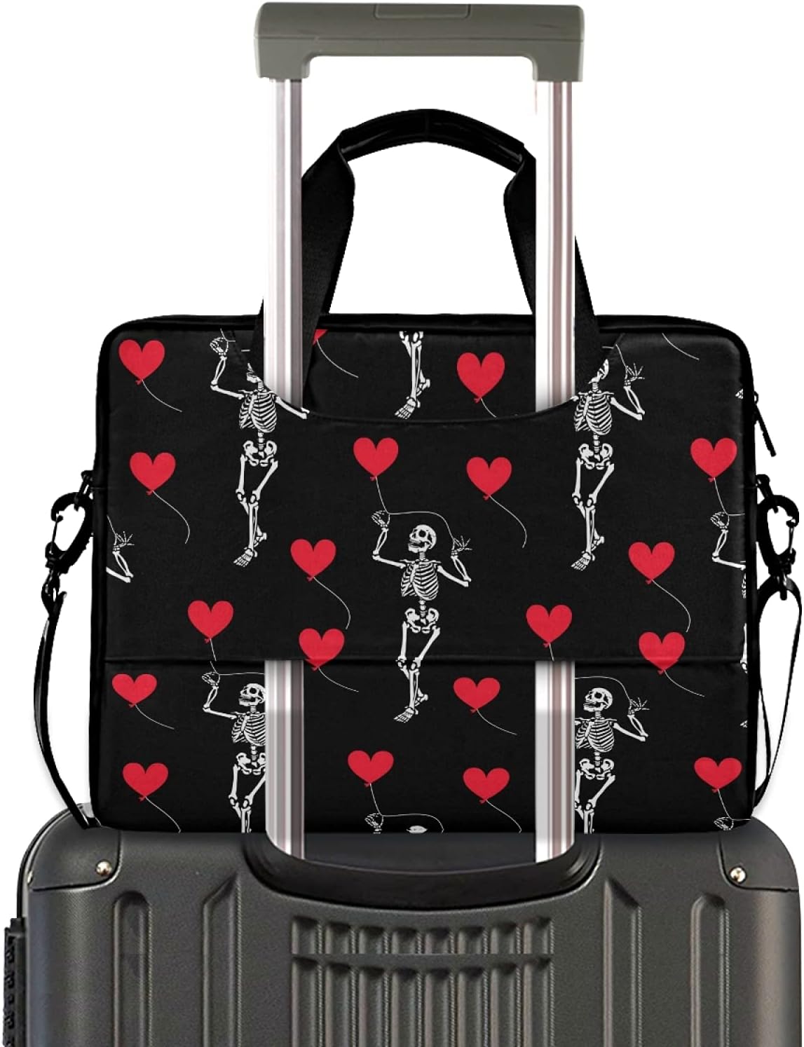 Romantic Skull Gothic Halloween Skeleton Laptop Bag Case 13 14 15.6 inch Laptop Messenger Bag Crossbody Briefcase for Men Women with Shoulder Strap Handle