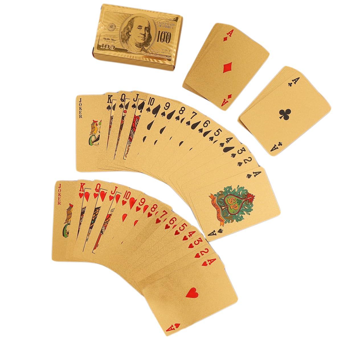 BESTonZON 3 Set Di Carte Da Gioco Impermeabili Carte Da Gioco D'Oro Carte Da Gioco Lucide Poker Gioco Di Intrattenimento Carte Trucco Gioco Di Partito Tally Carte Da Gioco Mazzo
