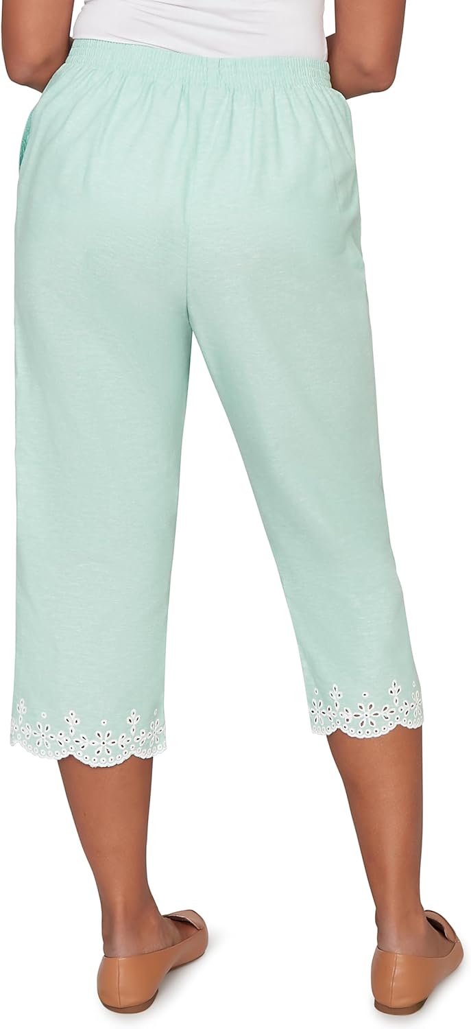 Alfred Dunner Women's Eyelet Embroidered Cuff Capri