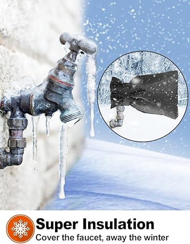 Miniatura 6 de Wohohoho Funda para grifo de exterior para invierno, 2 paquetes Pro de 10 pulgadas de alto x 7 pulgadas de ancho, protección exterior negra contra