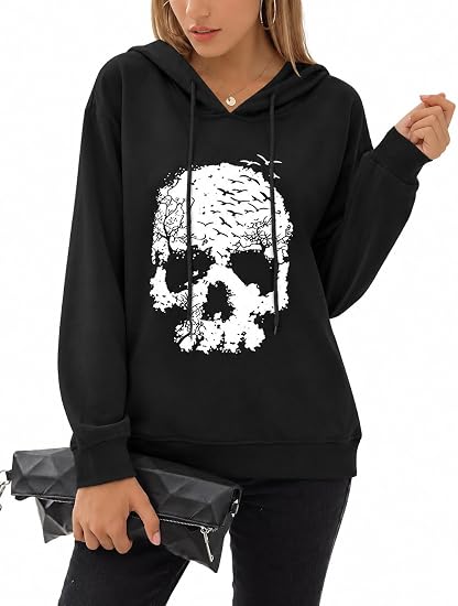 Womens Casual Hoodies Long Sleeve Sweatshirt Drawstring Hooded Pullover Top