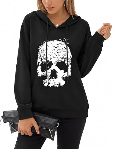 Womens Casual Hoodies Long Sleeve Sweatshirt Drawstring Hooded Pullover Top
