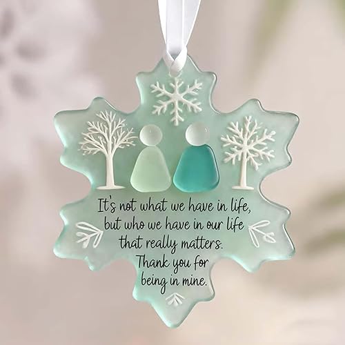 Decoración de cristal de mar, copo de nieve en forma de copa de mar, adornos de copo de nieve de amistad, adornos de cristal de mar hechos a mano (1)