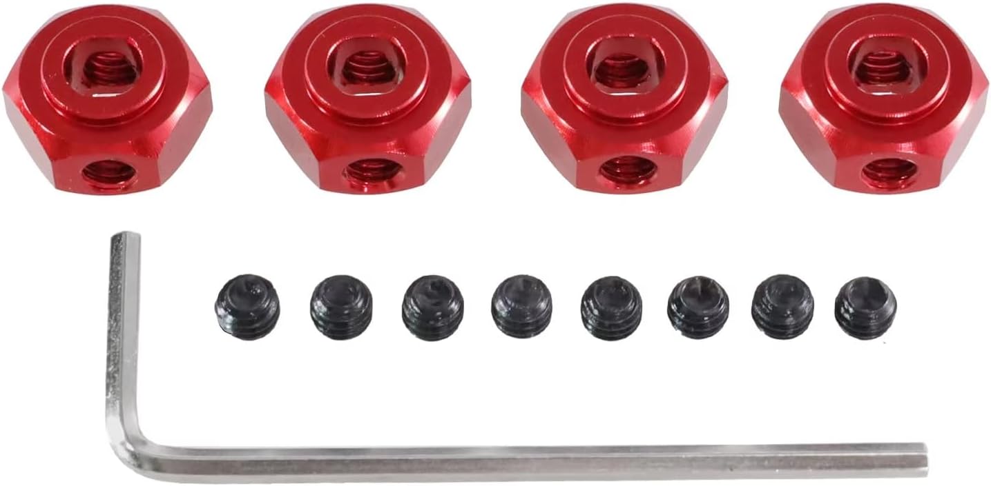 RC Modifications Spare For MJX For Hyper Go 10208 H12Y H12Y+ 1/10 1/12 Metal 12mm Hex Connector RC Car Metal Upgrade Parts Accessories(Red)