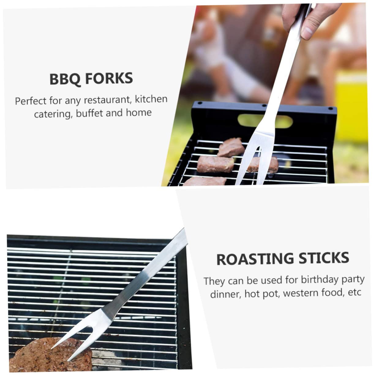 Toyvian 2 Set Forchetta Da Barbecue Inossidabile Scanalato Grigliare All'aperto Forchette Argenteria Forks Utensili Barbecue Forchetta Da Griglia Forchette Da Servizio Argento 2 Pezzi * 2