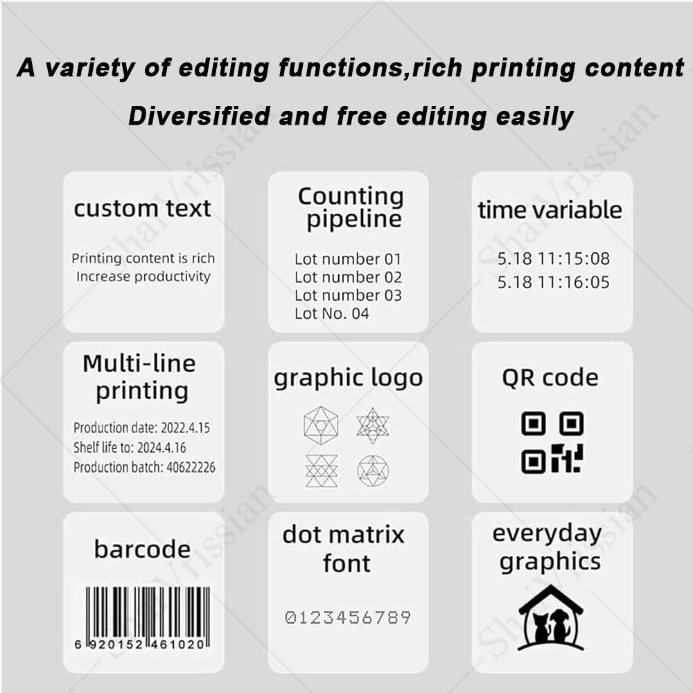 Apparecchiatura di Stampa Touch Screen,Macchina Codifica Automatica a Getto D’Inchiostro,12,7mm/25,4mm,30 M/Min,300 Dpi,per Testo,QR,Barcode,Logo su Plastica/Metallo 12.7mm