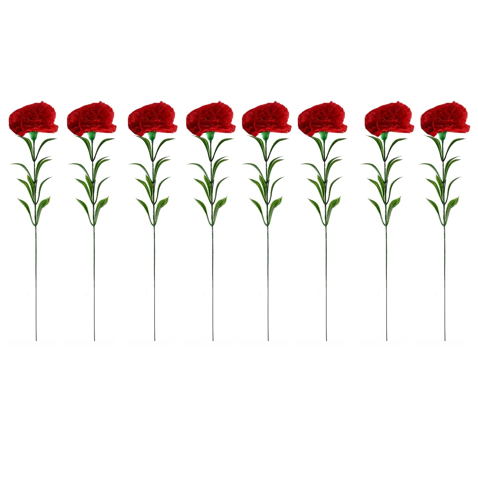 Porceosy 8Pcs Artificial Carnation Realistic Fake Silk Flower Wedding Indoor Home Office Table Centerpiece Faux Flower Decoration Home Decor Red 8pcs