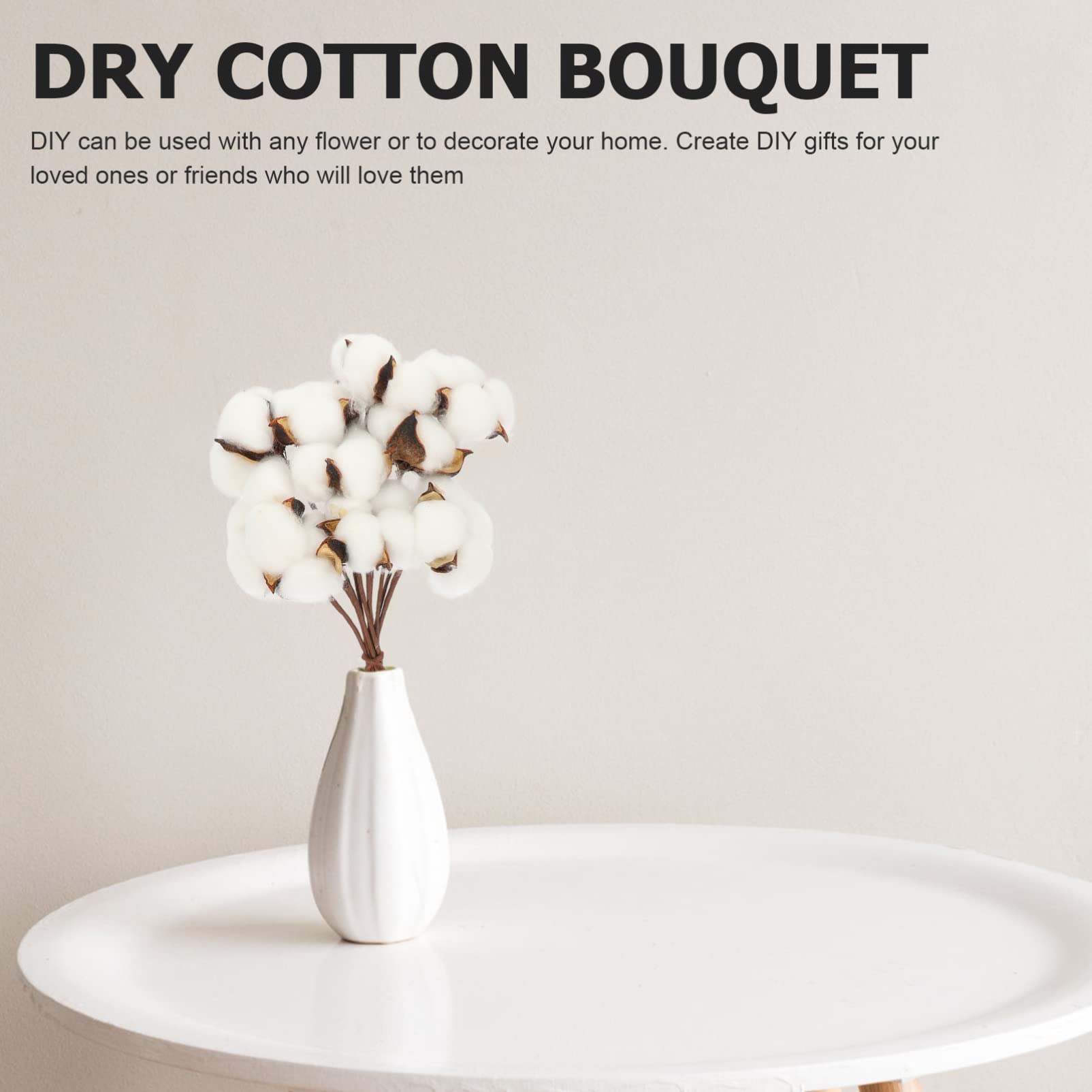 Cabilock 5 Ensembles Bouquet Coton Sec Fausses Fleurs en Mousse Tiges De Coton Séchées Fleur De Remplissage D'affichage Tiges Séchées Branche De Coton Coton Naturel