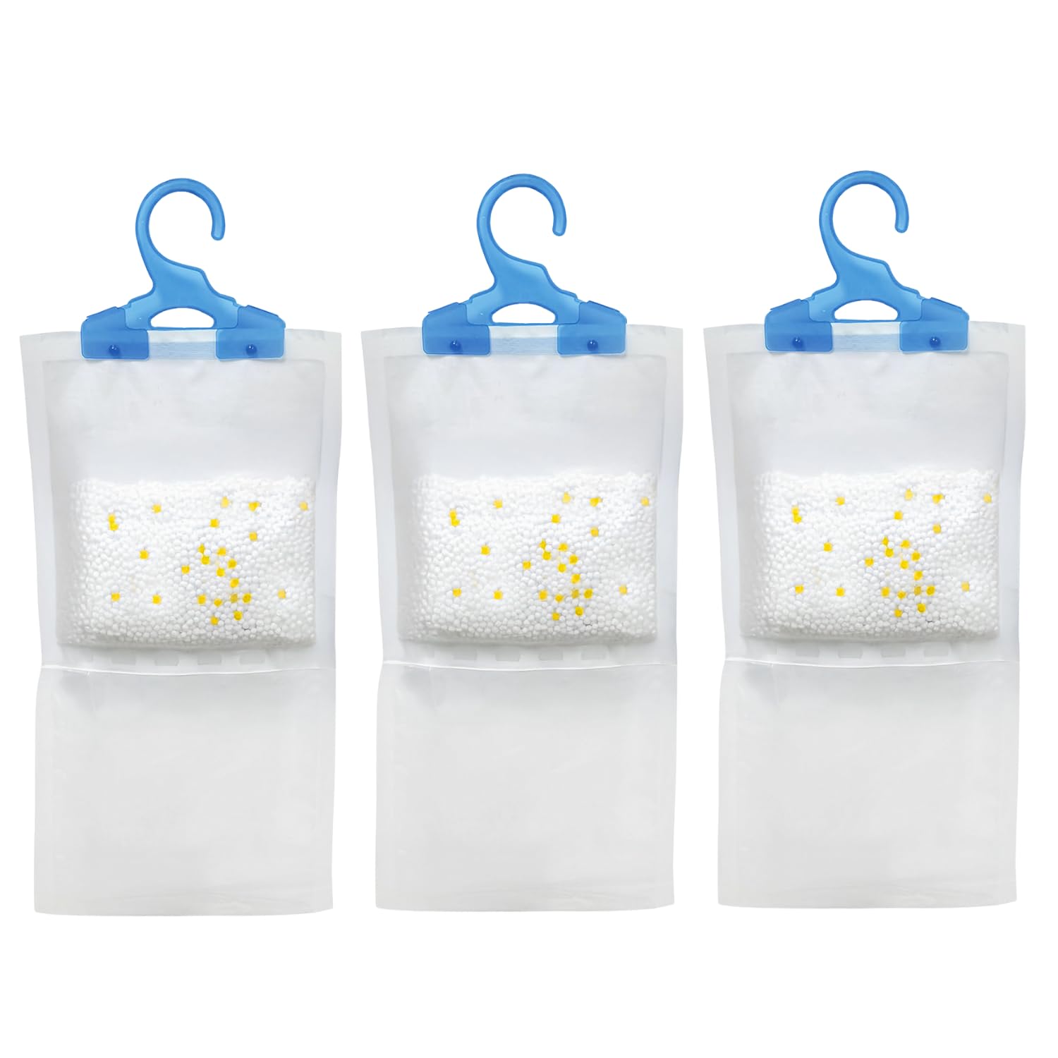 Marco Paul Set Of 3 Lemon Scented Dehumidifier Bags For Wardrobes - Damp Condensation Moisture Absorber - Long Lasting Wardrobe Dehumidifier Hanging Bags 3 To 6 Weeks Dehumidifiers For Home Disposable