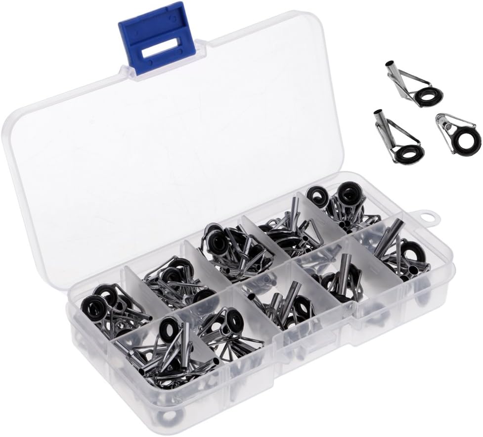 80Pcs/Set Fishing Rod Guide Repair Kit, Fishing Pole Tip Tops Eyelets