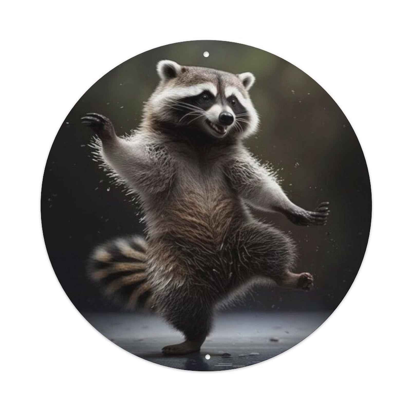 Animals Artwork Dancing Raccoon Vintage Metal Tin Sign Plaque Wall Decor for Cafe, Club Bar, Office, Garden Metal Poster 8x8Inch