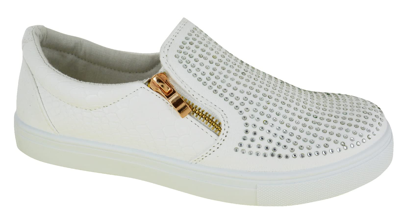 Sole Londonwomens Flat Slip On Studded Zip Fashion Sport Shoes