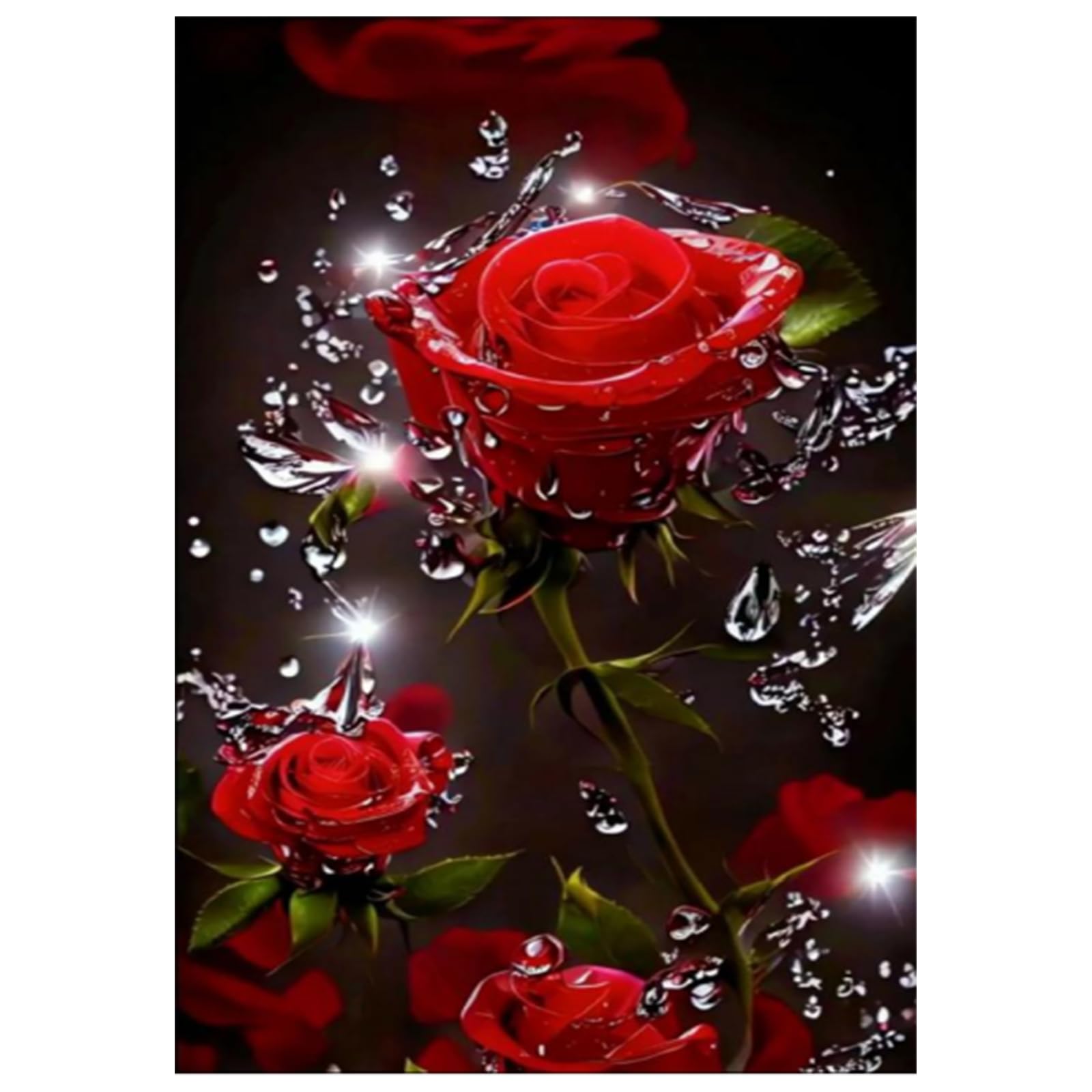 MytaYt Rosa Roja Diamond Painting Personalizado Cuadro Diamantes Rose DIY 5D Diamond Painting Flores Kit Diamond Painting Punto de Cruz para Decorar Habitaciones Decoración de la Pared
