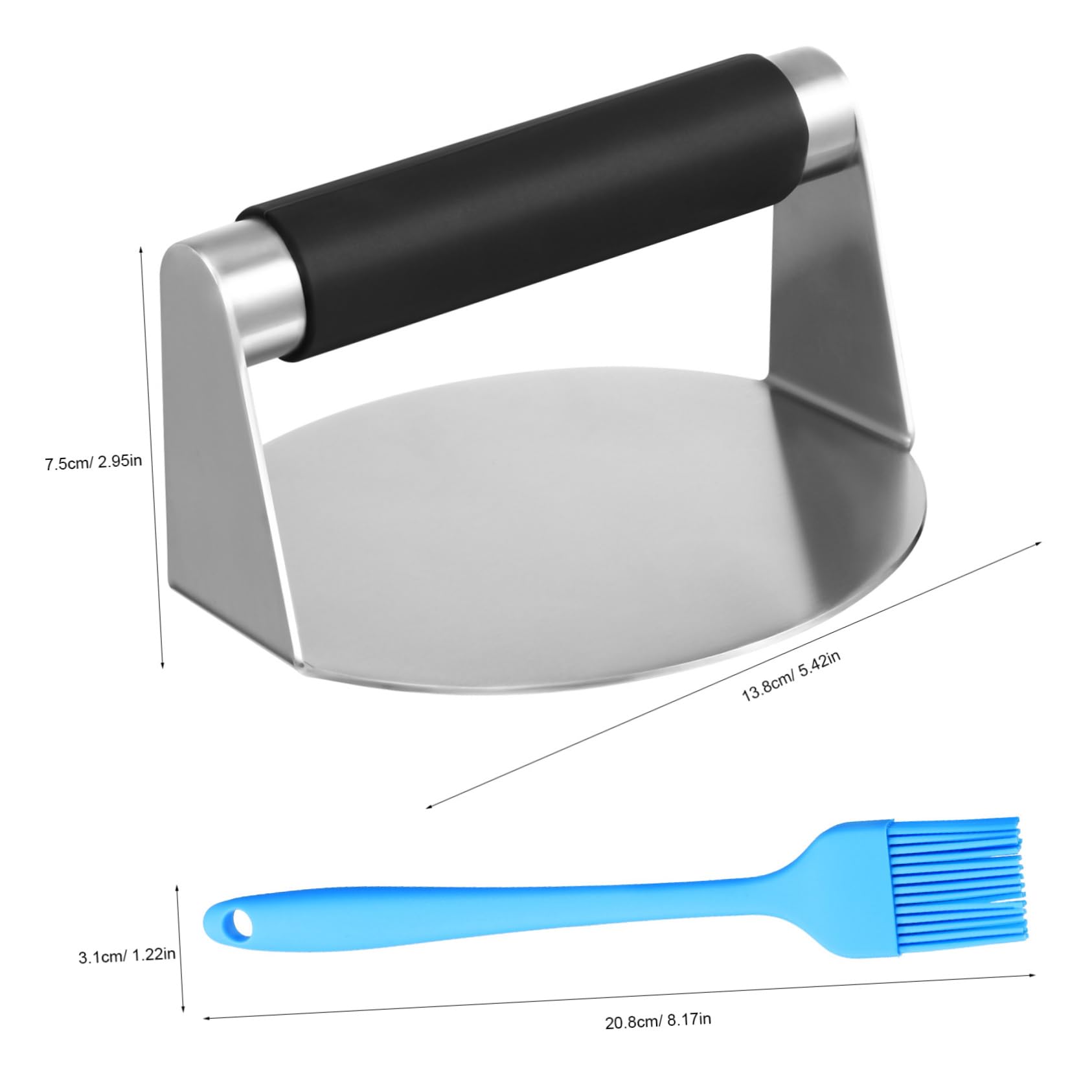 ABOOFAN Stainless Steel Meat Press with Handle Easy to Use Burger Weight Tool for Griddle Cooking and Comfortable Grip for Home Commercial Use