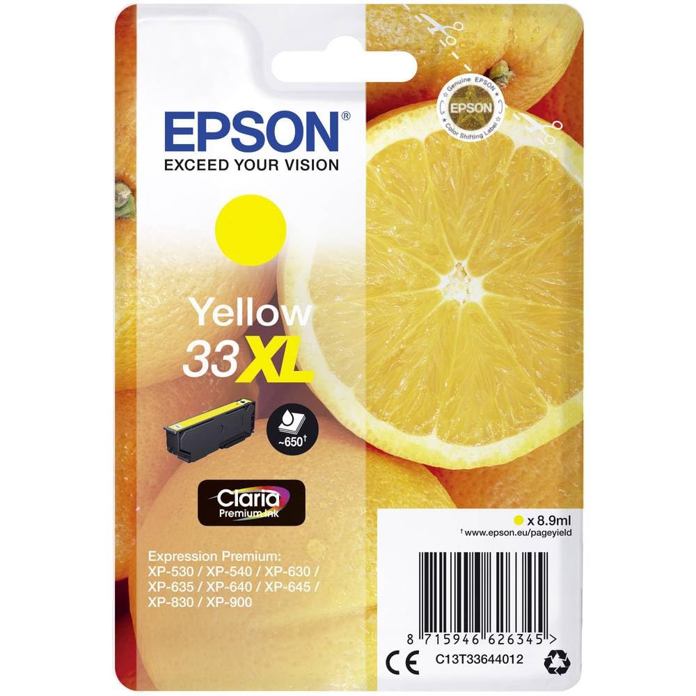 Epson Original Orangen Claria 33XL extra große Einzel-Tintenpatrone Gelb – 1 x 8,9 ml – Original Epson Tintenpatronen für optimale Druckergebnisse