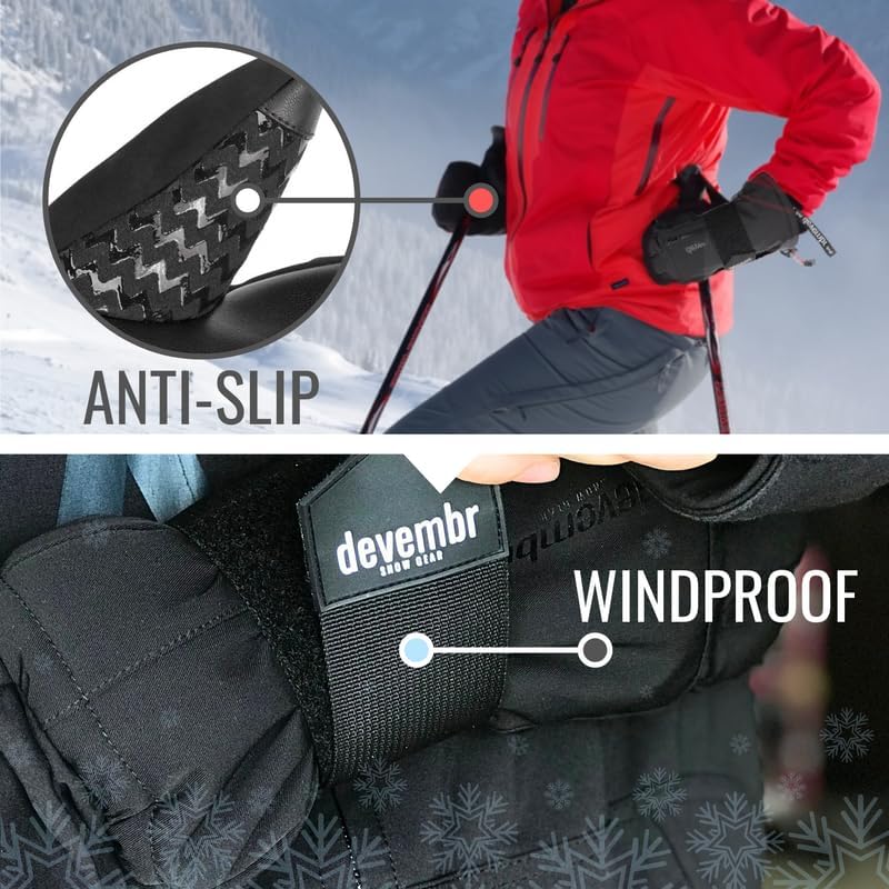 devembr Ski Mittens with Wrist Guards, Waterproof Snowboarding Mittens (S/M/L) - Image 5